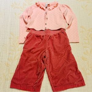 Janie and Jack Pink and Red Kids Matching Set 4t